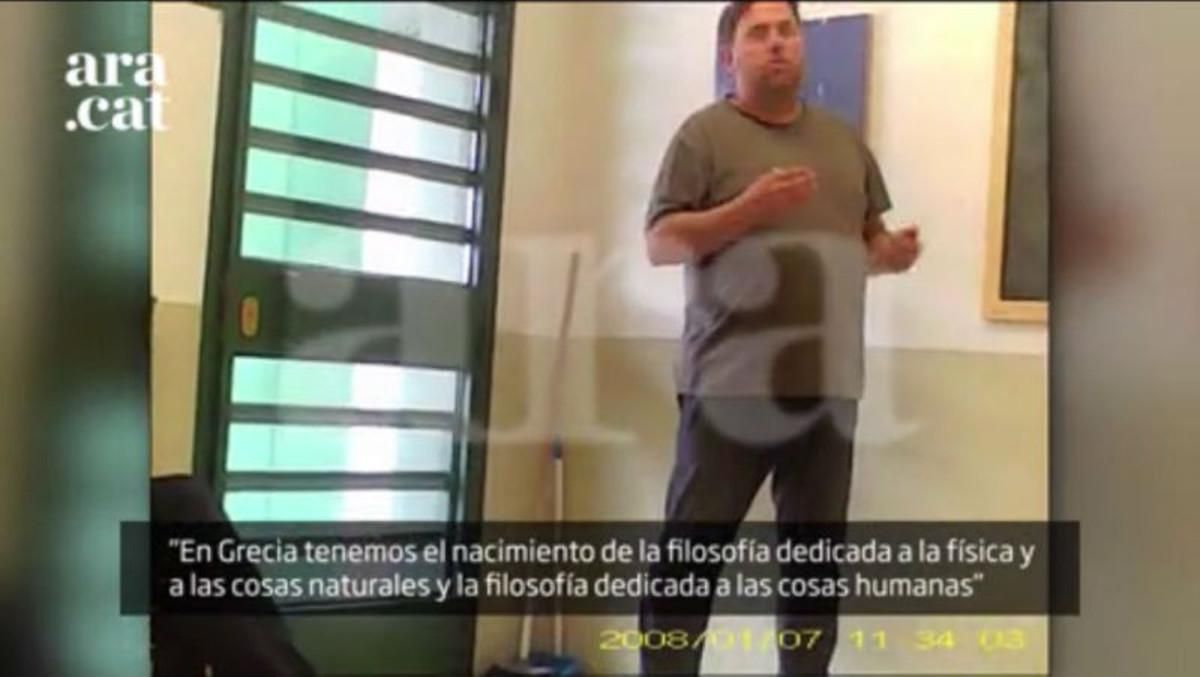 Captura del video difundido de Oriol Junqueras en la prisión de Estremera Captura del video difundido de Oriol Junqueras en la prisión de Estremera