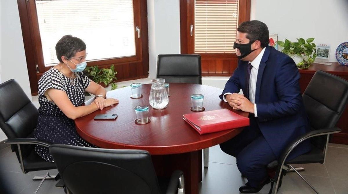 La ministra de Exteriores, Arancha González Laya, y el ministro principal de Gibralta, Fabián Picardo, en la reunión del jueves La ministra de Exteriores, Arancha González Laya, y el ministro principal de Gibralta, Fabián Picardo, en la reunión del jueves