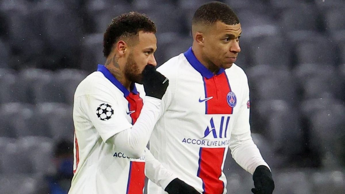 Neymar y Mbappé, en el partido de ida en Múnich. Neymar y Mbappé, en el partido de ida en Múnich.