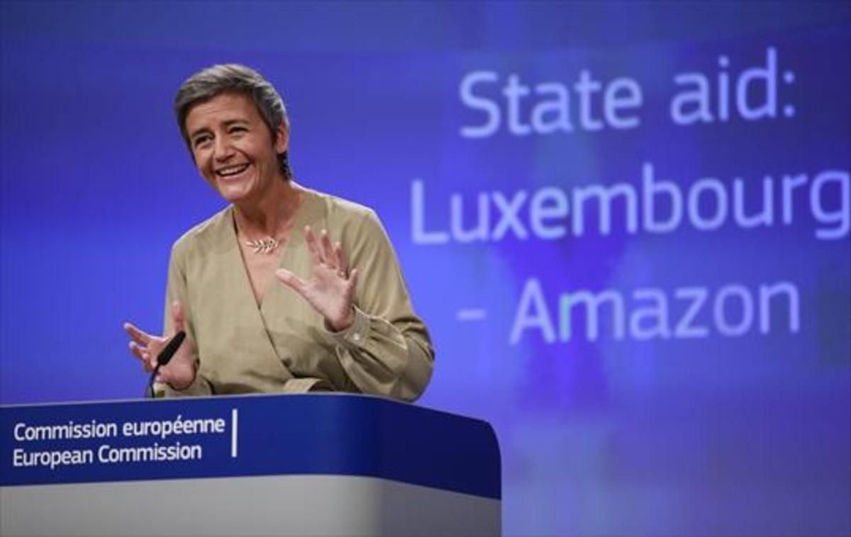 La comisaria europea de Competencia, Margrethe Vestager, en una rueda de prensa en Bruselas. La comisaria europea de Competencia, Margrethe Vestager, en una rueda de prensa en Bruselas.