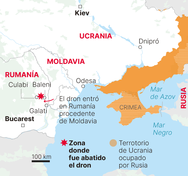 mapa dron derribado rumania f18 españoles