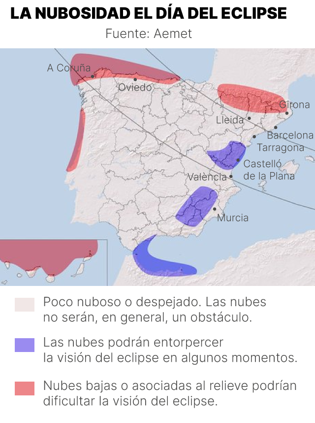 Imagen del eclipse con nubosidad