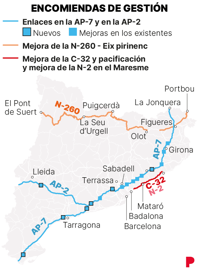 Mapa que muestra las encomiendas de gestión en Catalunya