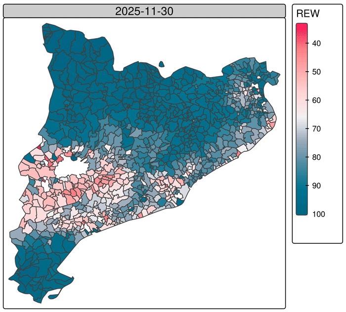 Animación q muestra la la cantidad de agua en el suelo en Catalunya