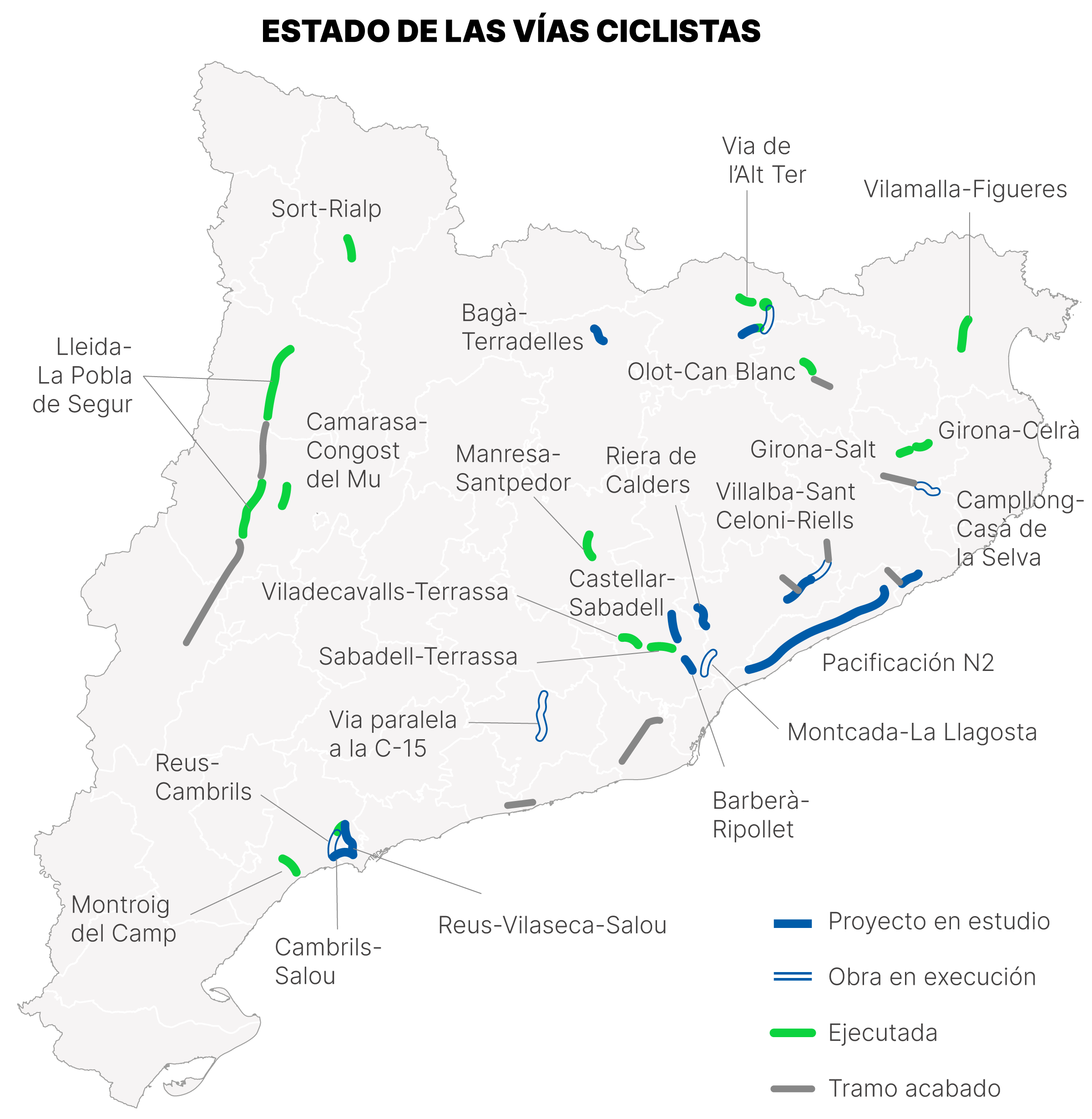 estado vías ciclistas en Catalunya