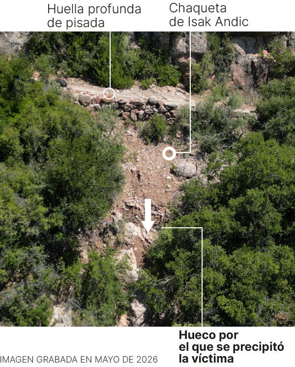Imagen de dron del lugar de la caída de Isak Andic